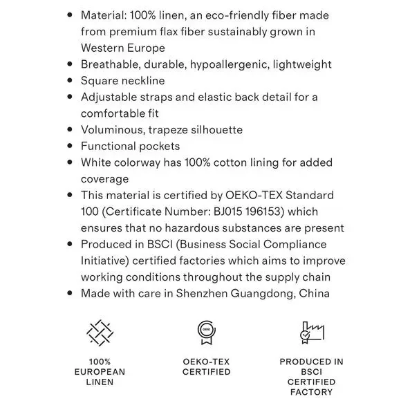 QUINCE White 100% European Linen Trapeze Midi Dress NWT Size Small - Picture 6 of 10